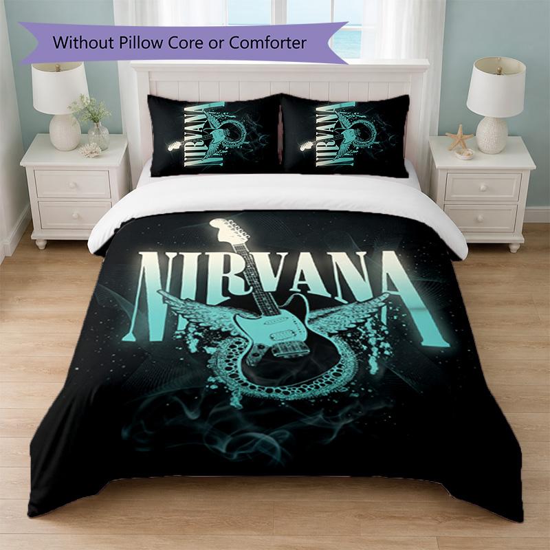 Nirvana Print 3Pcs Bedding Set Duvet Cover With Two Pillowcases Soft Bed Linen For Household Bedroom