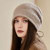 Модная вязаная шерстяная шапка большого размера, шапка-бини, осенне-зимняя шапка для рожениц, женская