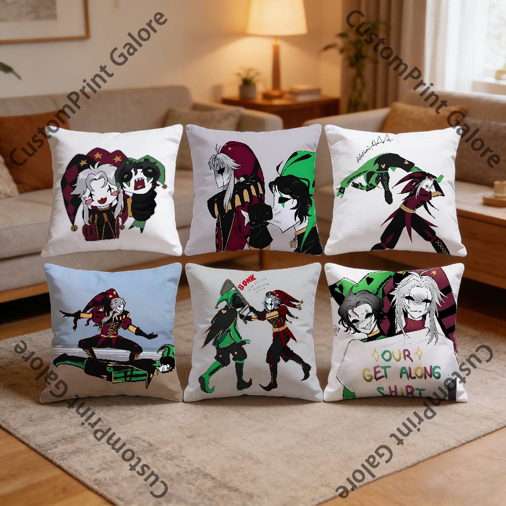 PPierrot and HHarlequin Square Throw Pillow Cover Multiple Sizes Soft for Sofa Bedroom Living Room Home Decorative