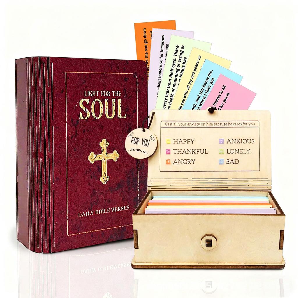 150 Emotion Bible Verse Cards In Wooden Box Hand-made 150 Scripture Cards Holiday Present Organizer