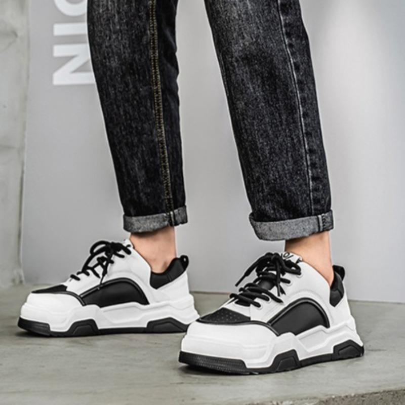 Модная мужская обувь Роскошная кожаная повседневная обувь Модные кроссовки на толстой подошве для мужчин На шнуровке Платформа Вулканизированная обувь Обувь для скейтборда