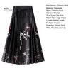 Chinese Style Women Maxi Skirt High Waist Vintage Skirt Elegant Flower Bird Print Hanfu Skirt Pleated Lace-up Horse Face Skirt