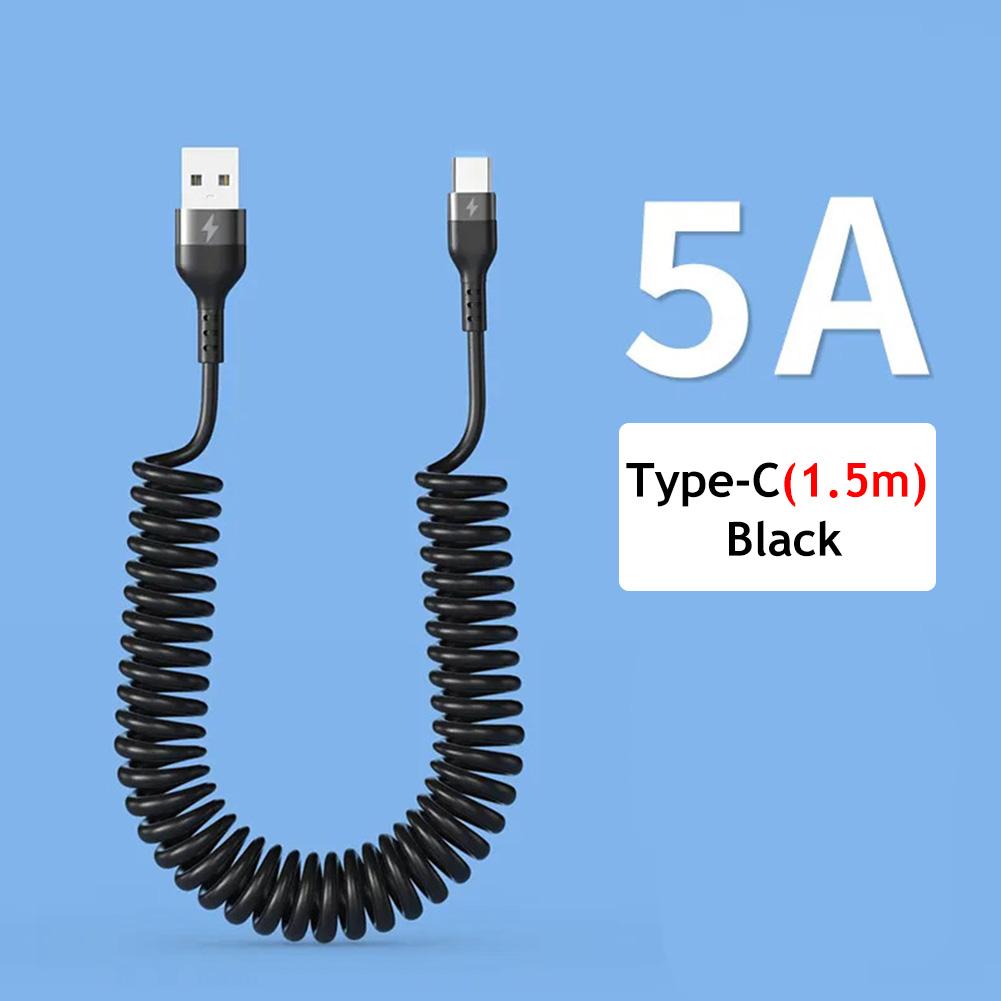 66 Вт 5A USB Type C кабель для передачи данных 3A Micro USB пружинный телескопический кабель для быстрой зарядки для Android телефон аксессуары автомобильный USB-кабель