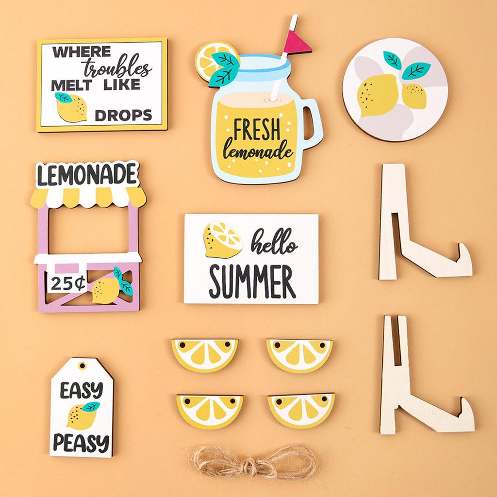 1 комплект, деревянный лимонный стиль, многоуровневый поднос, декор, изделия из дерева, украшения, принадлежности для фестиваля, праздника, Нового года, вечеринки, фон