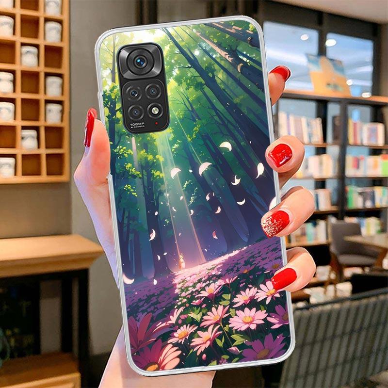 Эстетичная Аниме Пейзажная Обложка Чехол для Телефона Для Xiaomi Redmi Note 15 14 13 12 11 10 Pro Plus 14S 12S 11S 11T 11E 10S Мягкие Fundas Sh