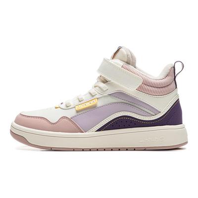 Li Ning Детская спортивная серия Lifestyle Удобные Модные Нескользящие Амортизирующие Теплые Высокие Повседневные Кроссовки Детские кроссовки Светло-розовый YKCU216-4