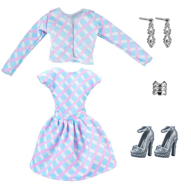 30 см 11-дюймовая кукольная одежда клетчатое платье топ с пайетками брюки полосатая одежда аксессуары игрушки для девочек подарок