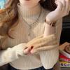 Женская бежевая бархатная вязаная водолазка, женское корейское сексуальное нижнее белье, теплая зимняя одежда, пуловеры, свитер для женщин