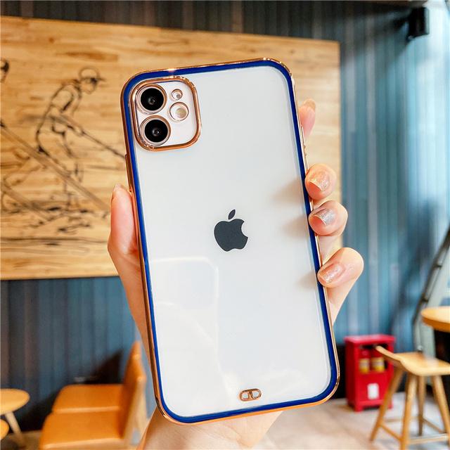 Гальванический прозрачный чехол для телефона для Iphone 12 13 Pro 11 12 Max Xr X Xs Max 13pro 14pro Max, мягкая прозрачная противоударная задняя крышка