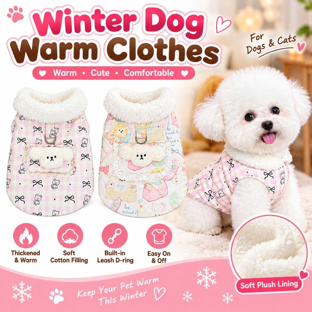 Thickened Dog Warm Clothes Windproof Dog Bodysuit New Dog Vest For Small Dogs Cats