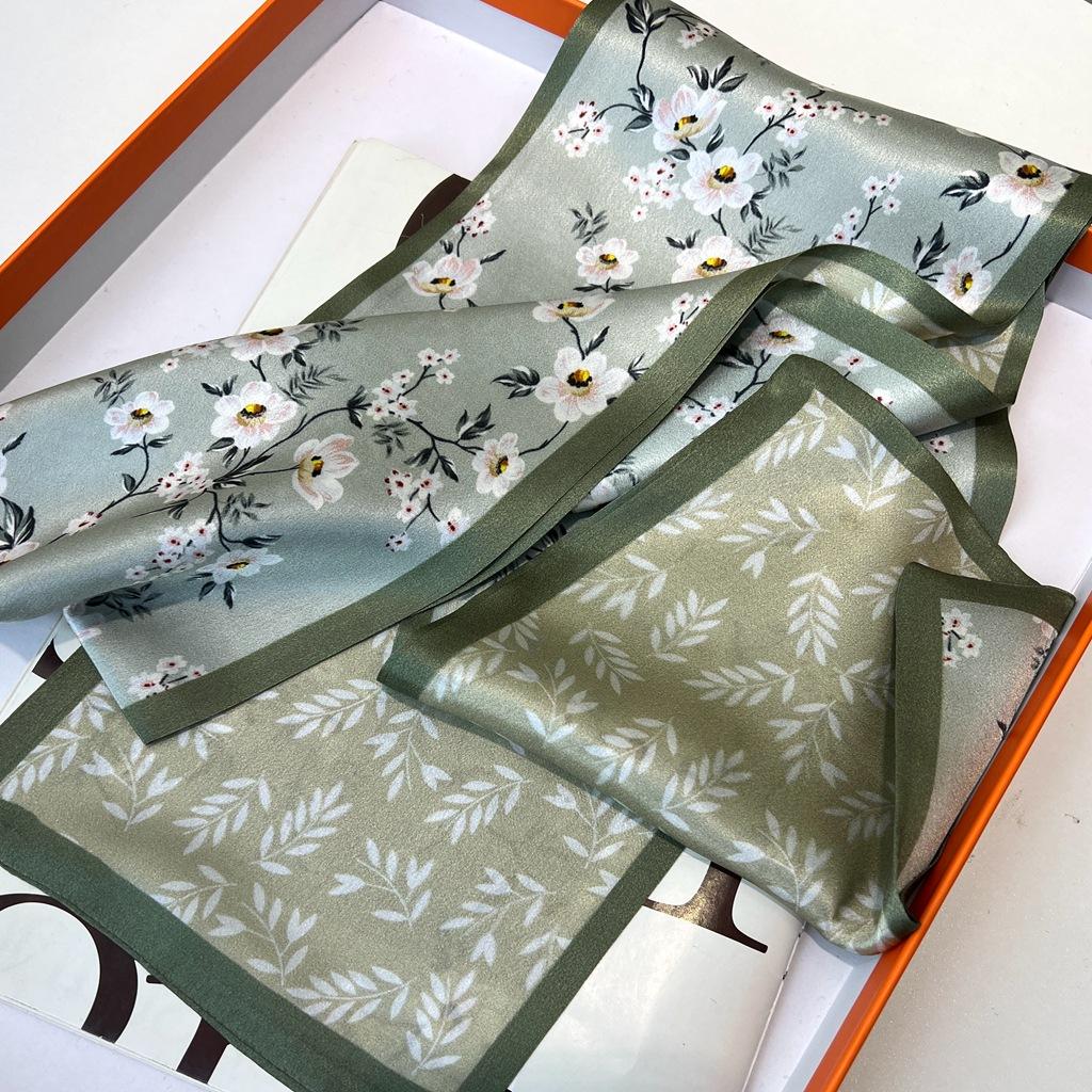 Шарф из 100% шелка тутового дерева, Длинный женский универсальный темперамент, Двусторонний завязанный как сумка, Ремень, Шарф, Шарф как у звезды того же стиля