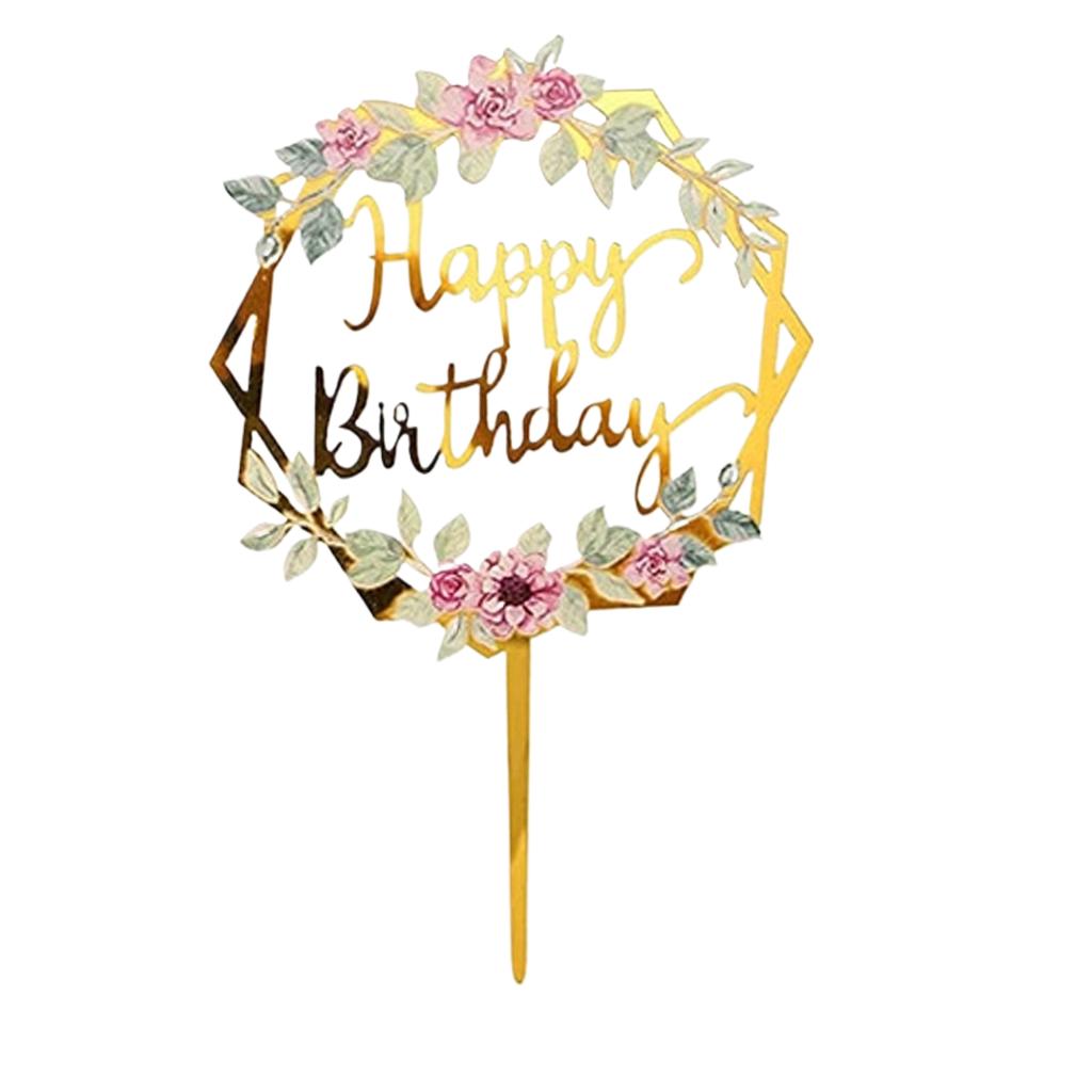 Элегантный С Днем Рождения торт Топпер для украшения вечеринки Украшения для торта на день рождения Акриловые украшения для вечеринки по случаю дня рождения