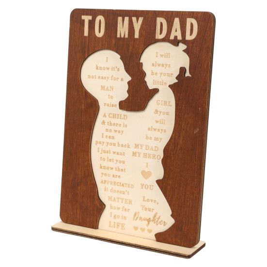 Wooden Desk Sign Gift for Dad from Daughter Home Office Tabletop Sign Ornament with Base Father's Day Birthday Present Gratitude Gift for Father