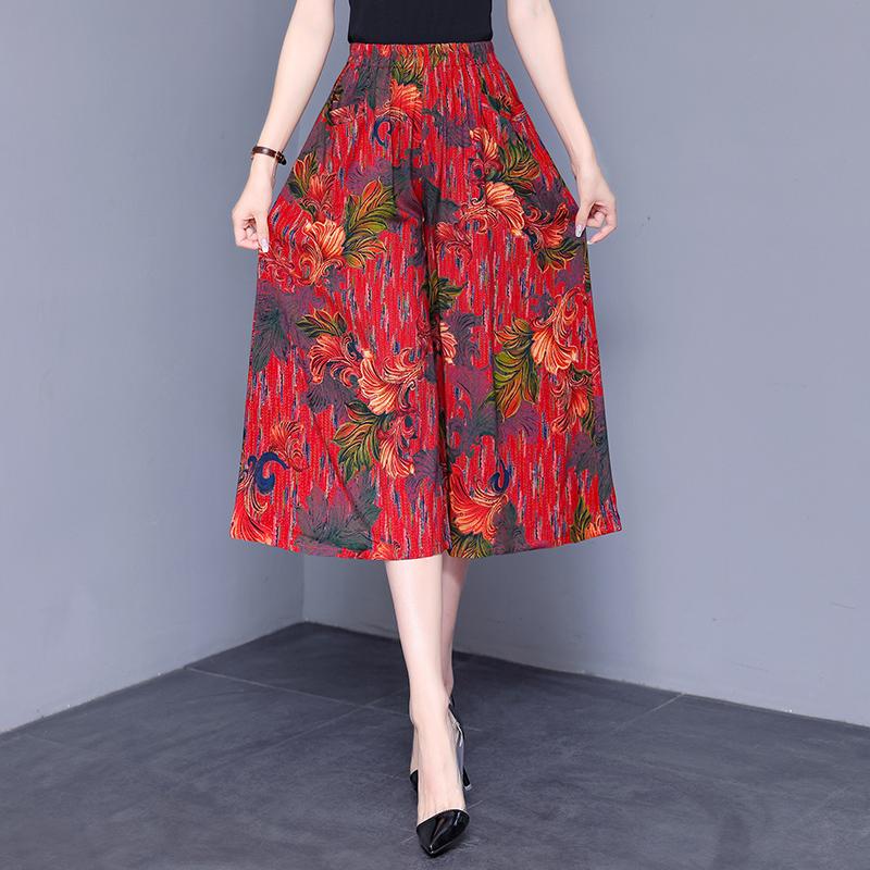 Широкие брюки с высокой талией, женские летние брюки больших размеров, повседневные свободные винтажные брюки с эластичной резинкой на талии, большие размеры