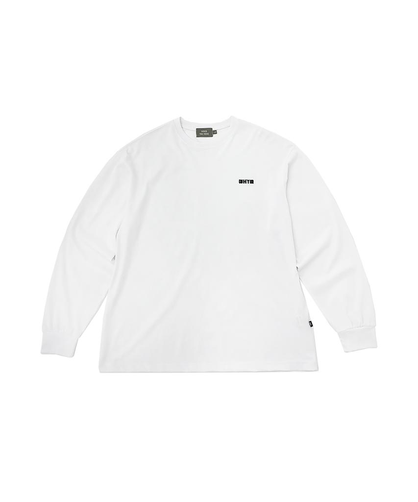 WHEN YOU MOVE Oversized Logo Embroidered Long Sleeve T-Shirt White
