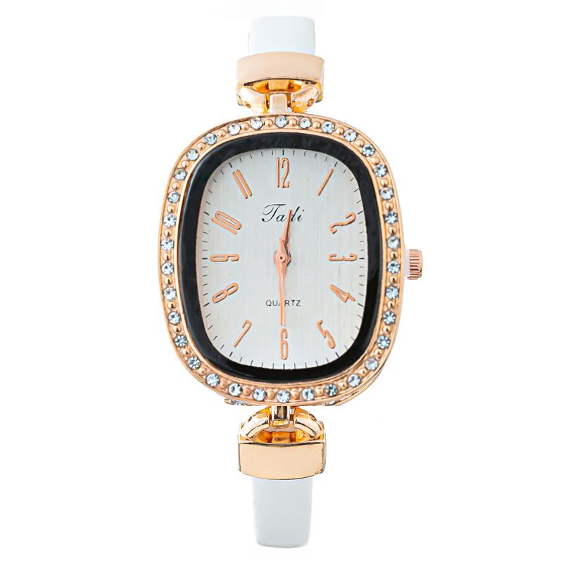 Горячая Распродажа Женские Часы с Бриллиантовой Инкрустацией Женские Часы Ремень Овальные Кварцевые Часы