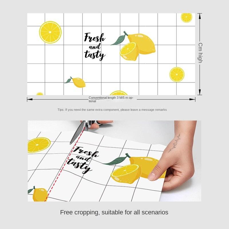 Свежий лимонный узор, утолщенные самоклеящиеся обои, ремонт, внутренняя кухня, ПВХ, водонепроницаемая, маслостойкая наклейка