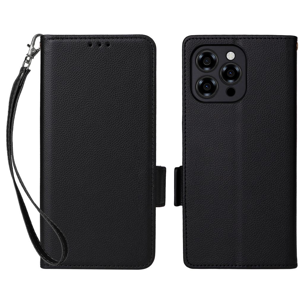 For Doogee Note 58 Pro/Note 58 Case with Wrist Strap Litchi Texture PU Leather Wallet Phone Cover