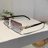 Popular Rimless Women's Shades Luxury Metal Design Sunglasses Oversize Decoration Sun Glasses for Travelling Driving