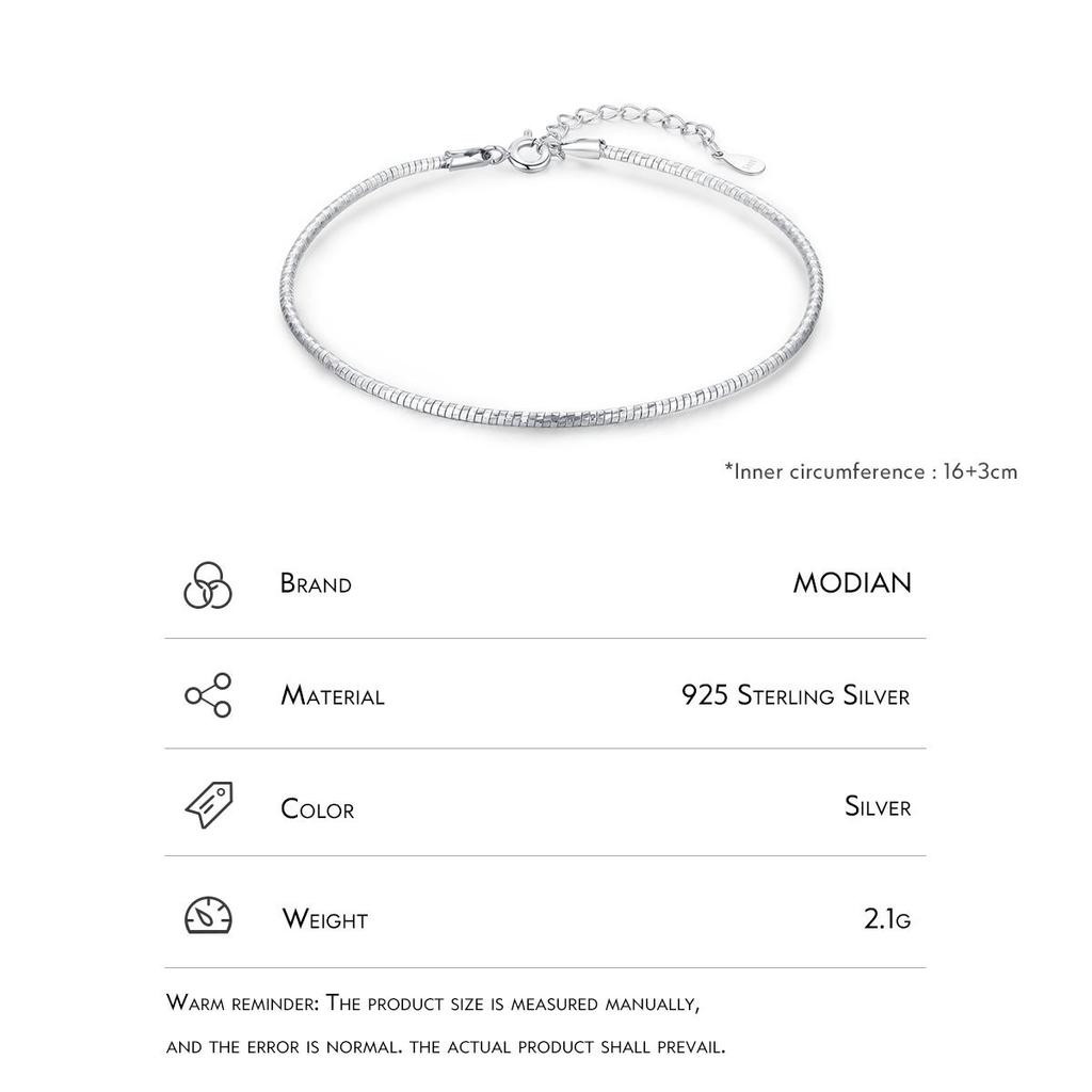 MODIAN Solid 925 Sterling Silver Classic Basic Snake Chain Bracelet Elastic Simple Bangle For Women Fine Jewelry Birthday Gift