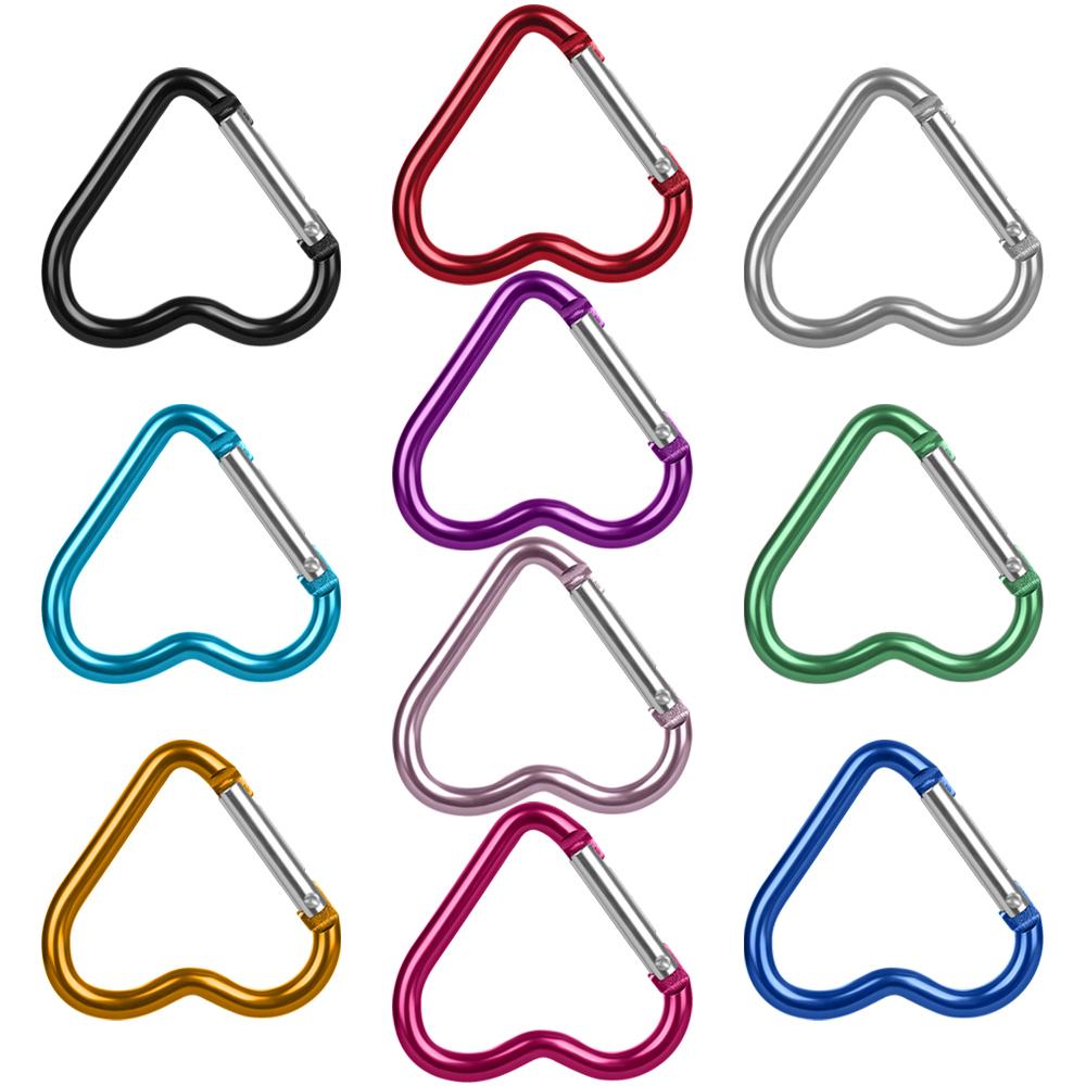 Tool Water Bottle Hanging Keychain Clip Keyring Hook Heart-shaped Buckles Aluminum Carabiner