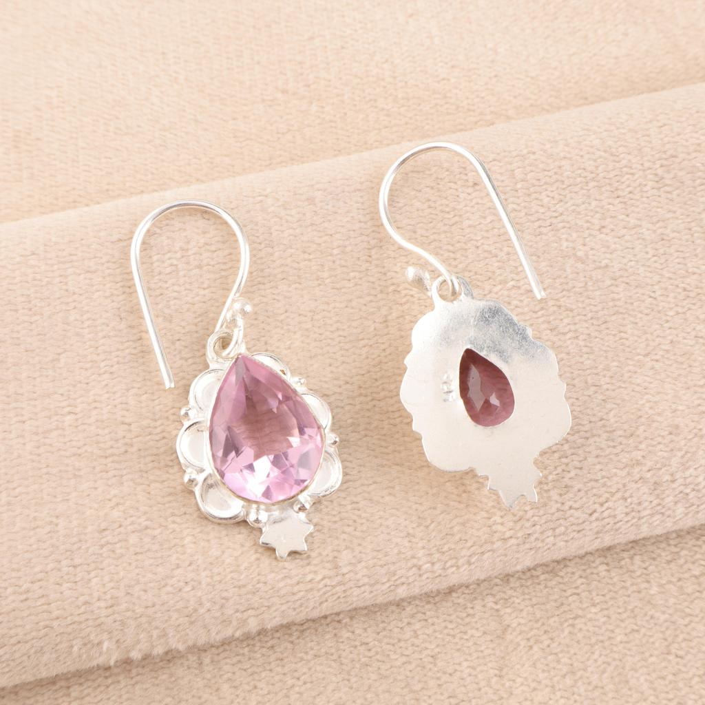 Серьги из морганита и серебра, Серьги из стерлингового серебра 925 пробы, Очаровательные серьги ручной работы для подарка, Серьги бохо с морганитом в подарок жене