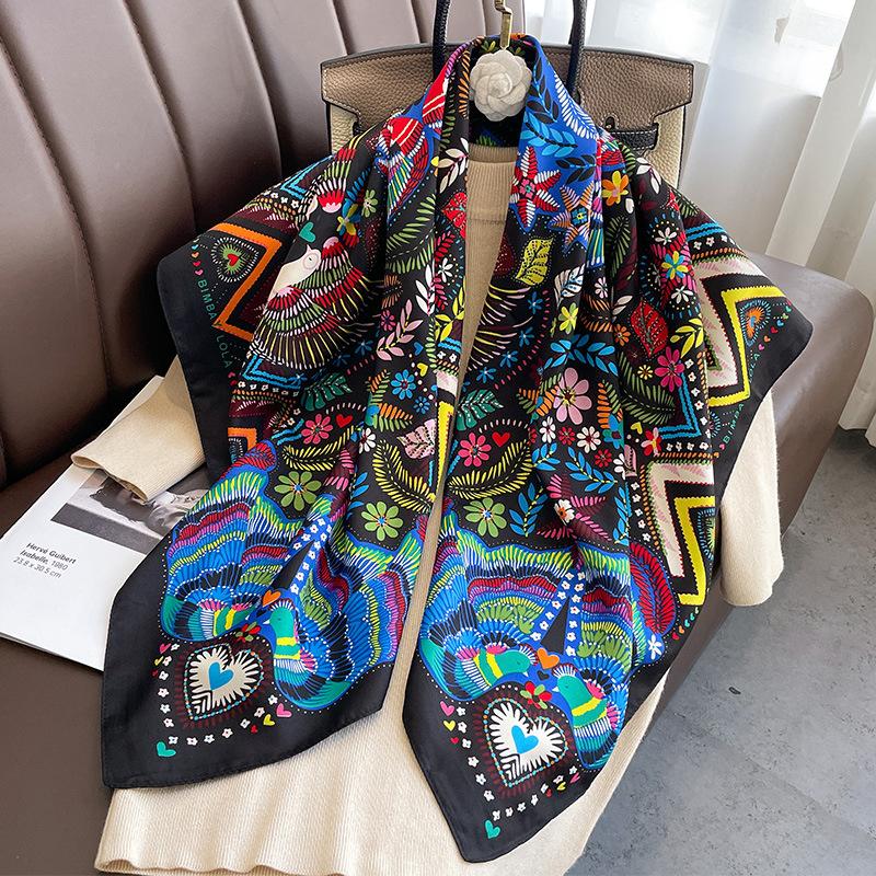 Design Twill Silk Square Scarf Women Luxury Brand Hijab Scarves Headband Foulard Ladies Shawl Wrap Echarpe Foulard Bandana
