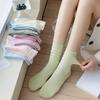 Female Summer Thin Simple Pure Color All Build Vertical Bar Wicking High Tube Cotton Socks