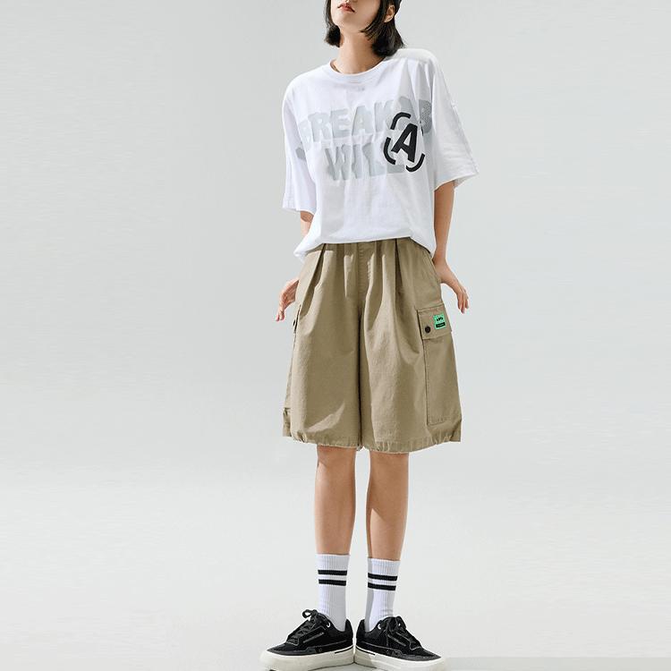 Anta Повседневные свободные шорты Pure Color с пятью точками, мужские штаны цвета хаки 172228502-1