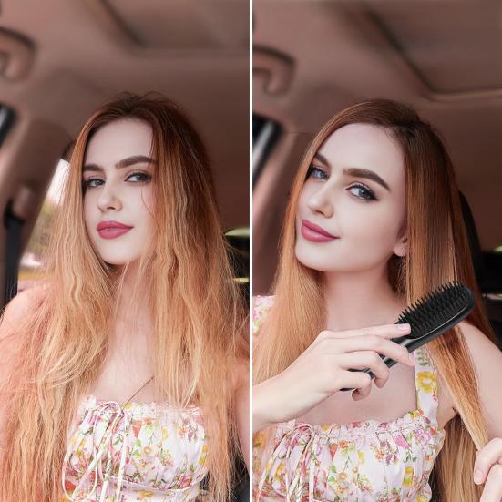 Беспроводная щетка-выпрямитель для волос с 3 температурными режимами, портативная мини-расческа для выпрямления волос, светодиодный дисплей, USB-перезарядка, быстрый нагрев, электрическая