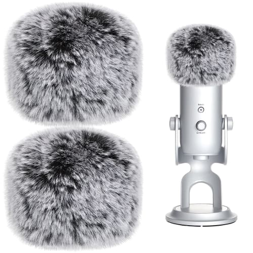 Nezyo 2-Piece Microphone Furry Windscreen Wind Muff, Furry Windscreen Muff, ASMR Microphone Cover, Fuzzy Microphone Pop Filter Compatible with Blue Ye