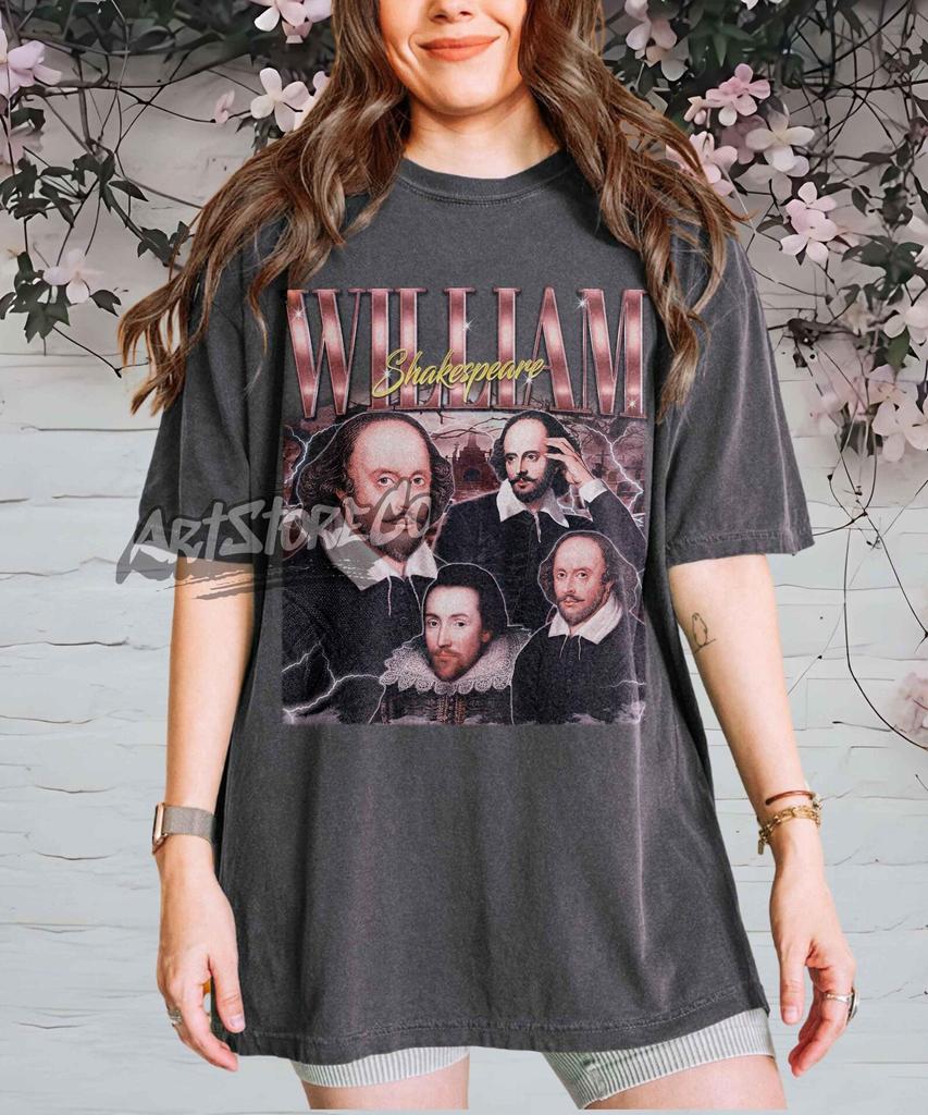 William Shakespeare Vintage Portrait T-Shirt, Retro Literary Apparel