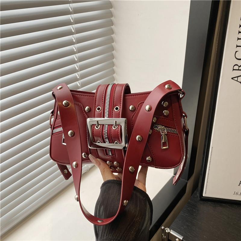 Локомотивная сумка-ремень с заклепками в стиле панк, сумка-подмышка на плечо в локомотивном стиле, ретро-сумка, женская сумка-мессенджер, тренд