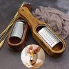 Stainless Steel Cheese Grater Box Long Handle Wood Grater Removable Acacia Wood Collector Shredder Cheese Tool