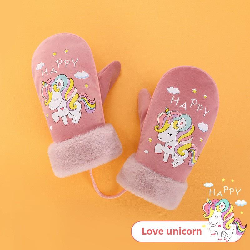 Детские зимние водонепроницаемые горнолыжные перчатки - теплые, толстые коралловые флиса, для мальчиков и девочек DRST23