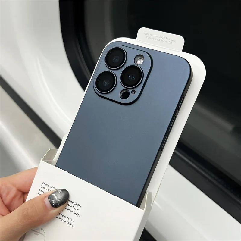 Оригинальный Цветной Ультратонкий Матовый TPU Чехол для iPhone 17 Pro Max 16 15 14 Plus 13 12 11 Защита Камеры из Стекла Ударопрочный Чехол