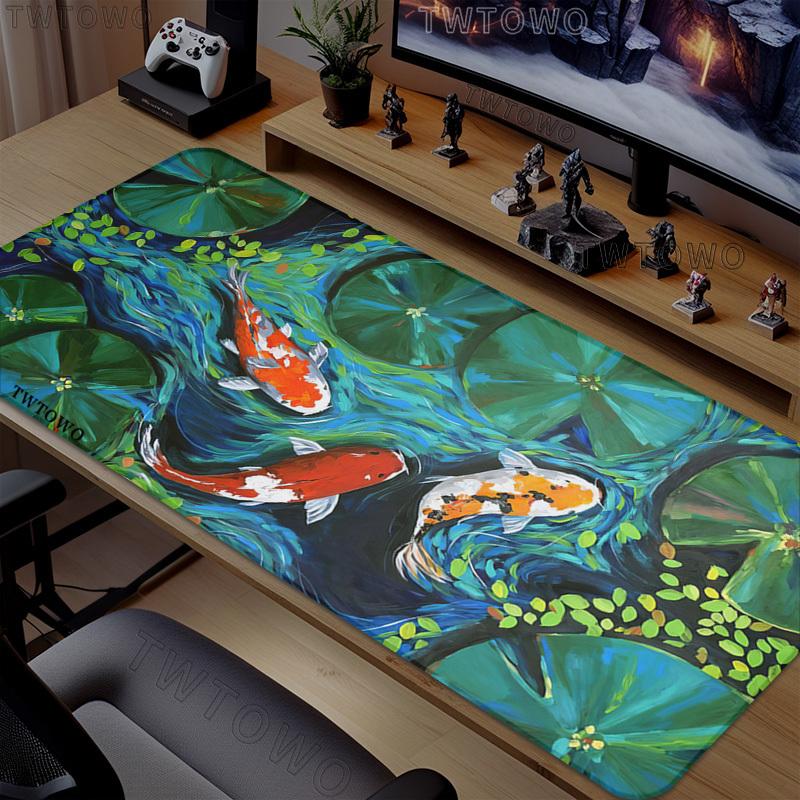 Chinese Style Koi Mouse Pad Gamer printon demand Custom New Large Mousepad XXL Mouse Mat Office Soft Computer Mouse Mats