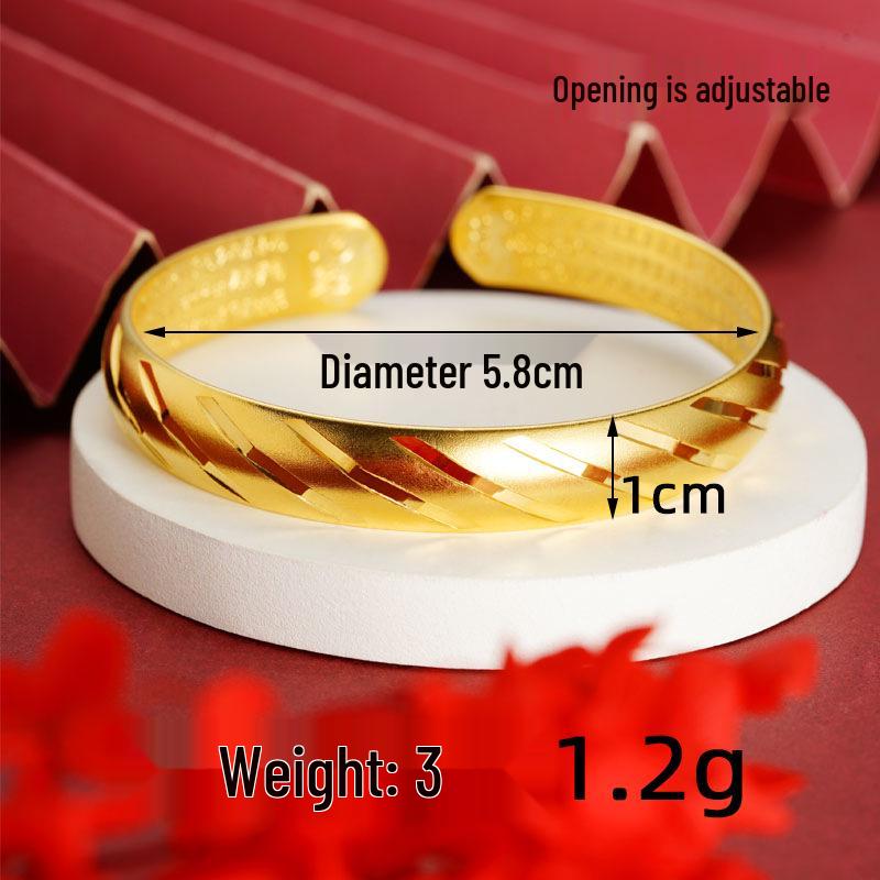 Вьетнамский браслет-манжета из песочного золота с текстом Сердечной сутры: Долговечный браслет из звездного латунного сплава для женщин.