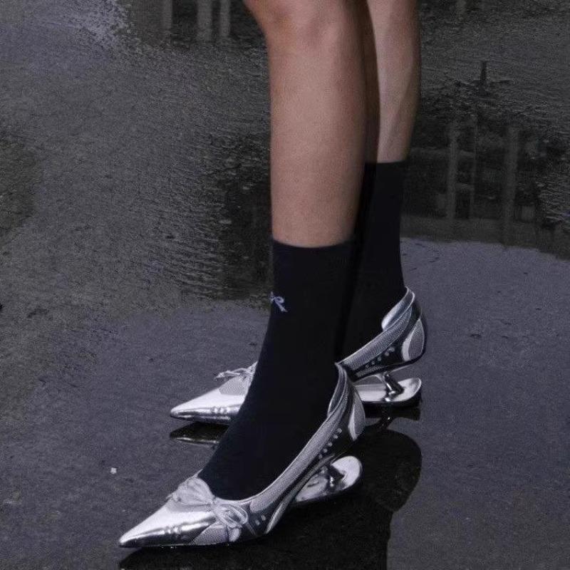 2025 Women Pumps Spring Autumn Elegant Bow Heels Pointed-toe High Heels Shoes Women Shallow Mouth Floating Dress Single Shoes