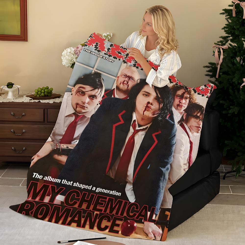 Музыкальная M-My C-Chemical R-Romance Плед-бросок Фланелевый, Мягкий Теплый, Прочный и Стираемый милый Крутой