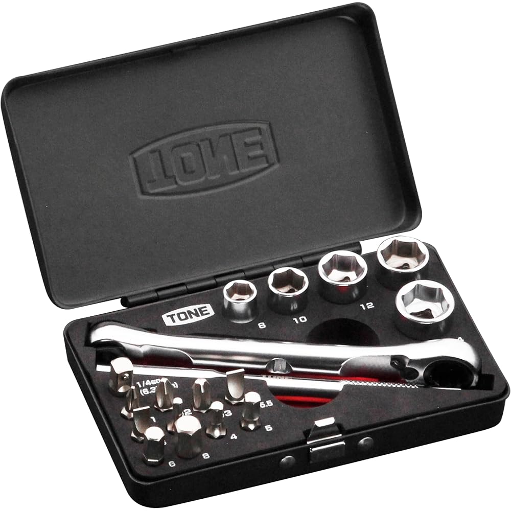 TONE Socket Wrench Bit Set MIX21620MBK 6.35mm Drive 6.35mm Bit Width 18 Pieces