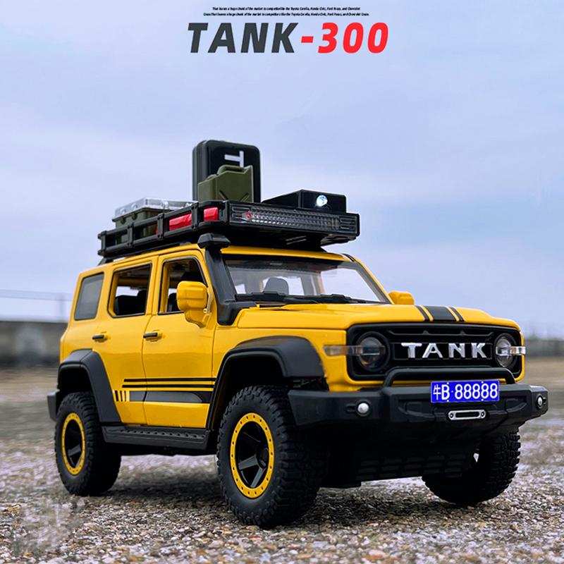 Внедорожная версия 1:24 Tank 300 SUV, модель автомобиля из сплава, литая под давлением металлическая игрушка, внедорожники, модель автомобиля, звук и свет, подарки для детей