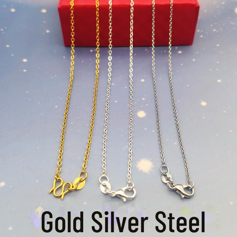 S925 Silver Necklace with Snake Bone, Melon Seed, and Water Wave Charm - O-Shaped, Copper-Plated Simple Clavicle Chain