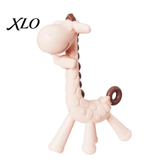One Piece Molded Teether Baby Giraffe Teething Toy for Infants, Food-Grade Silicone Chew Stick Gum Relief, Safe Tools 3 Months Plus BPA-Free