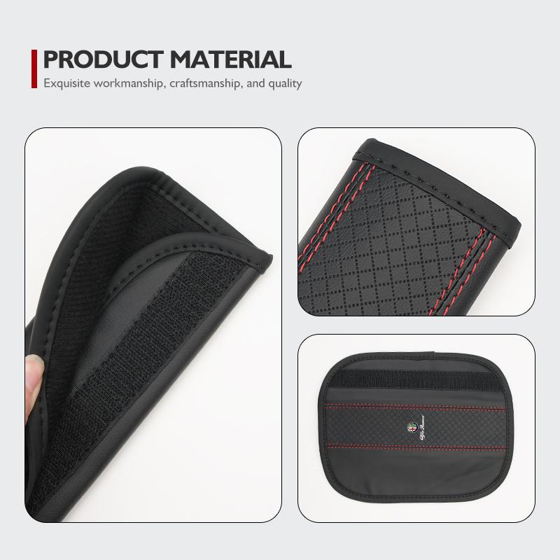 SFGHN1 Leather Car Seat Belt Protector Pad Shoulder Strap Cover For Alfa Romeo 159 Giulietta 156 147 Giulia Mito GT Stelvio Spider