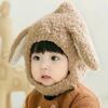Autumn Winter Baby Plush Hat Outdoor Ear Protection Hat Cute Rabbit Ears Hat  Kids