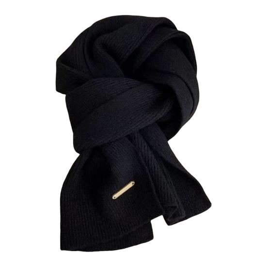Women Scarf Solid Color Thickened Windproof Warm Versatile Scarf Daily Winter Outdoor Cycling Long Scarf
