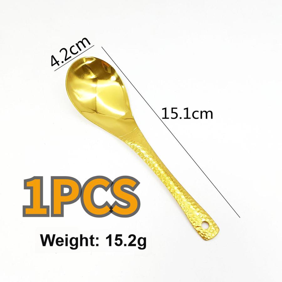 5 шт. Ретро стиль Ложка-молоток Нержавеющая сталь Текстурированная ложка Бытовая Утолщенная обеденная ложка Детская ложка для еды Десертная ложка с высокой визуальностью