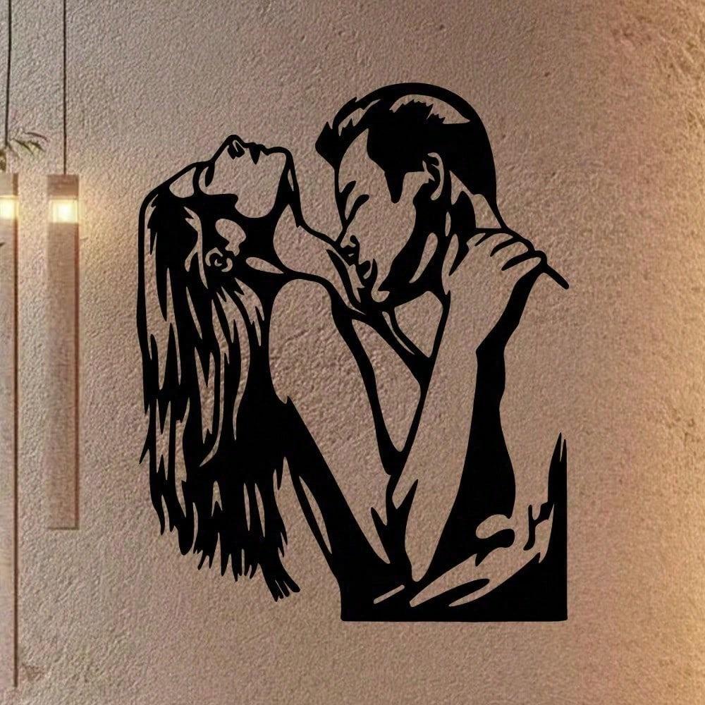 1 шт. Романтический силуэт поцелуя, поцелуй меня в полночь, поцелуй, металлическое настенное искусство, современный домашний декор для спальни, гостиной или ванной комнаты.