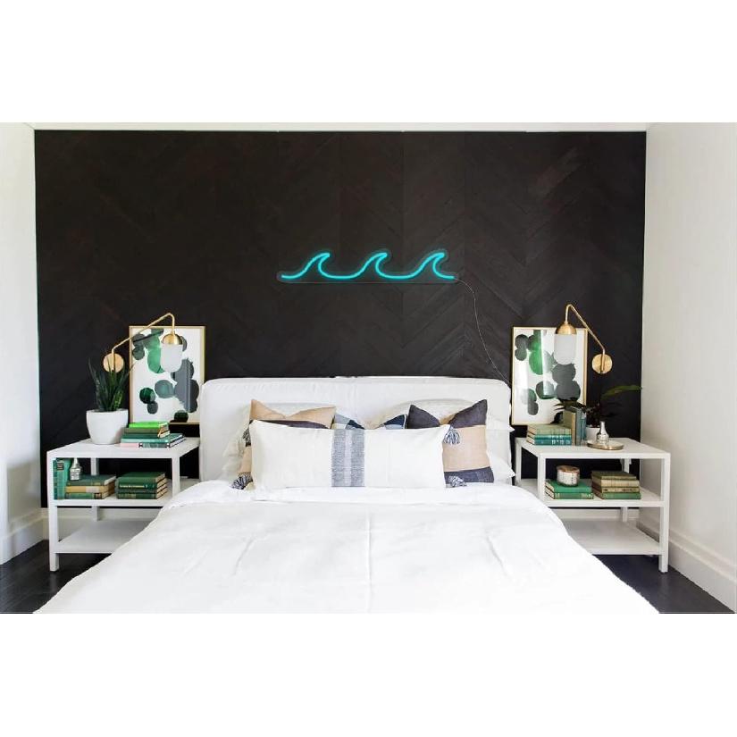 Неоновые вывески «Волна» Светло-голубые светодиодные ночники с диммируемым переключателем для детского настенного декора Питание от USB для гостиной, бара, спальни, рождественский подарок(11.8 *